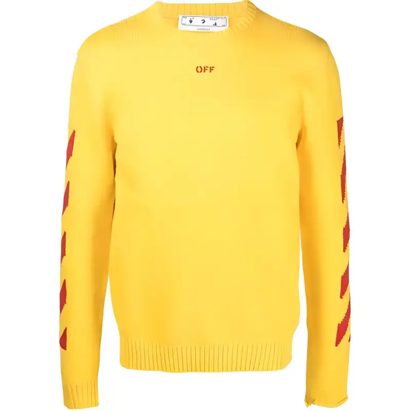 OFF WHITE SS21 Sweaters Men's Yellow Crew Neck Moderate Other
