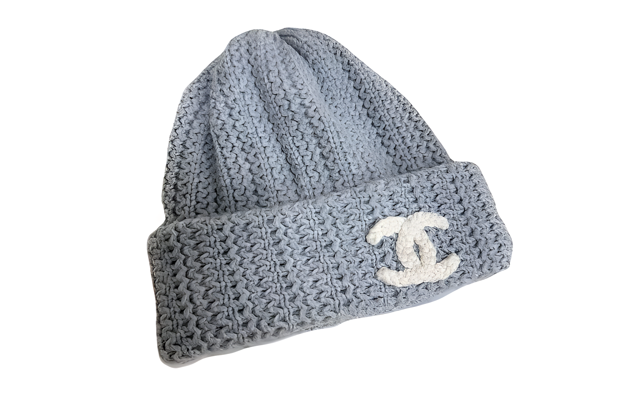 Женская шапка Chanel Logo (синяя) — фото 2