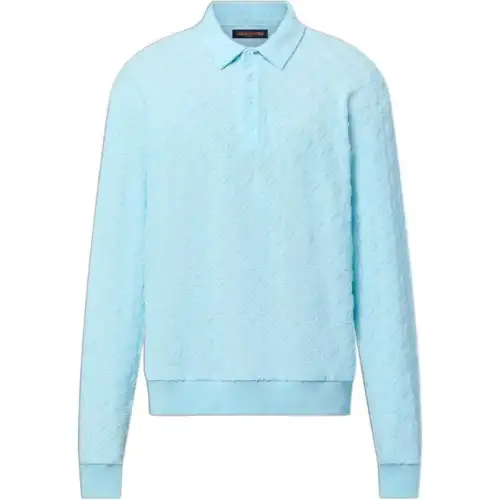 LOUIS VUITTON x Tyler Monogram Long Sleeved Cotton Polo Shirt Polo Shirt Men's Blue
