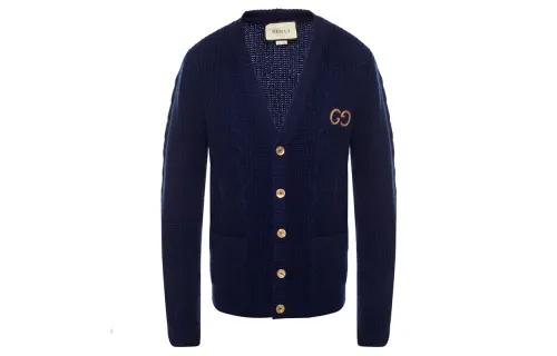 GUCCI Sweaters Men's Blue Moderate Cardigan
