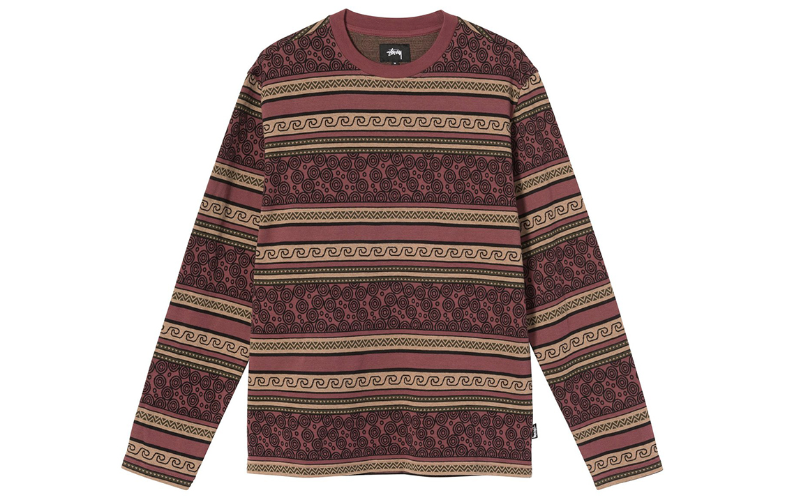 Мужской свитер Stussy Striped (темно-красный)