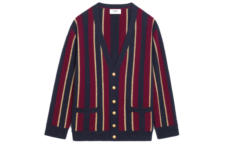 CELINE FW21 Stripes Knitwear Men's Burgundy
