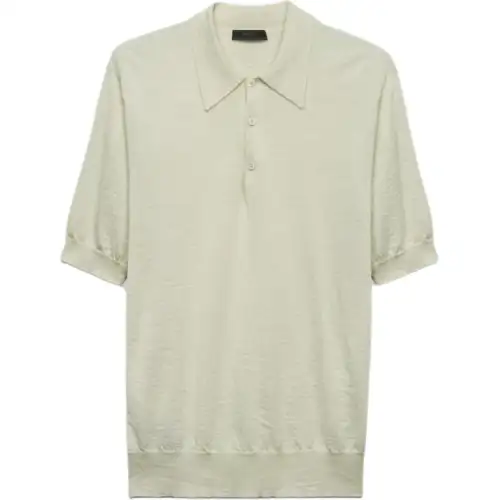 PRADA Polo Shirts Men's Green Polo Collar Moderate Other