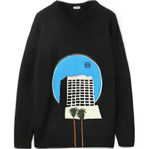LOEWE Sweaters Men's Black Crew Neck Moderate A Line