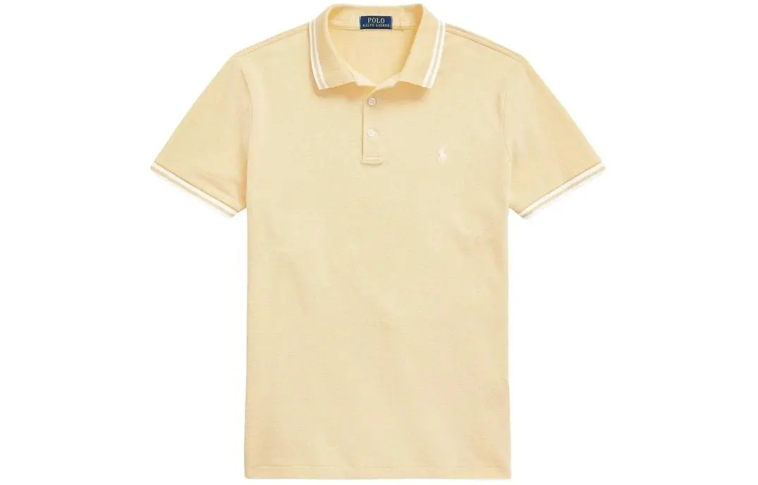 Polo Ralph Lauren Polo Shirt Custom Slim Fit Men's Beige Yellow