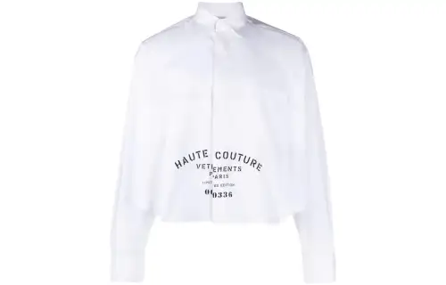 Vetements Shirts Unisex White Pointed Collar Moderate Shirt