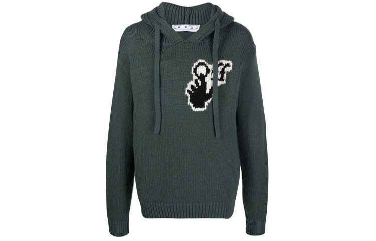 OFF WHITE Hands Off Logo Knitted Hoodie