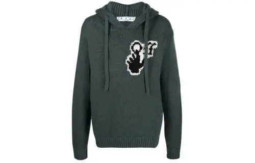 OFF WHITE Hands Off Logo Knitted Hoodie