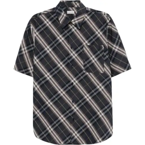 Burberry Shirts Men's Blue Lapel Moderate