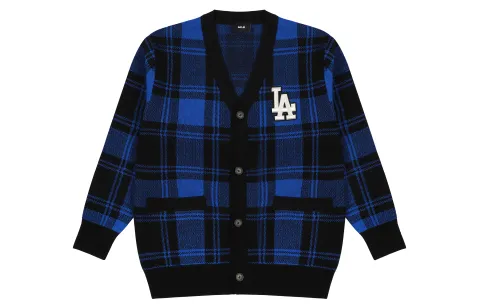 MLB Los Angeles Dodgers Sweaters Unisex Blue V-neck Moderate Cardigan