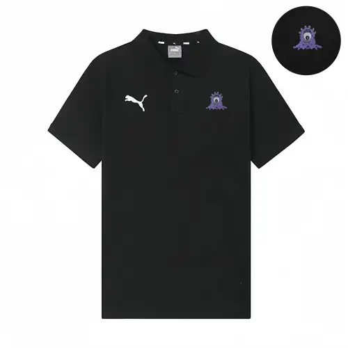 PUMA Polo Shirts Unisex Black Polo Collar Moderate Straight Fit