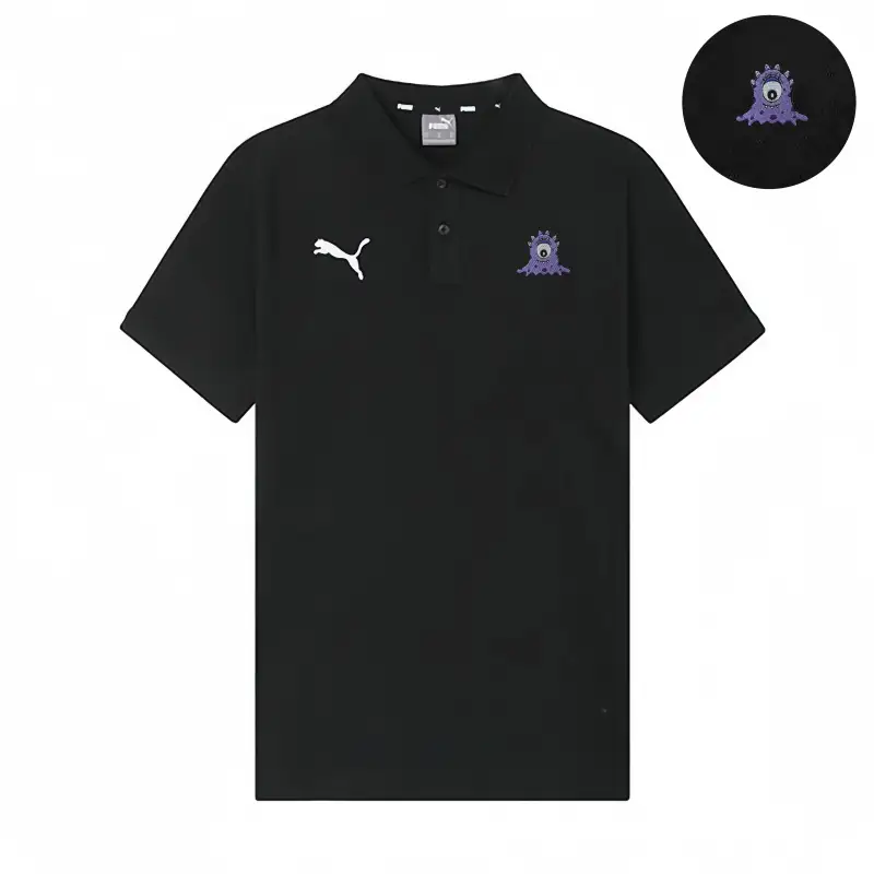 PUMA Polo Shirts Unisex Black Polo Collar Moderate Straight Fit