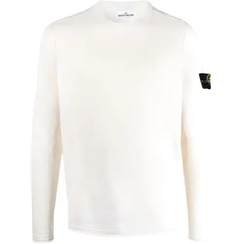 STONE ISLAND Sweaters Men's White Crew Neck Moderate Base Layer