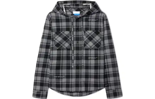 OFF-WHITE checked hooded shirt