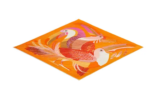 HERMES Silk Scarves Women's Orange
