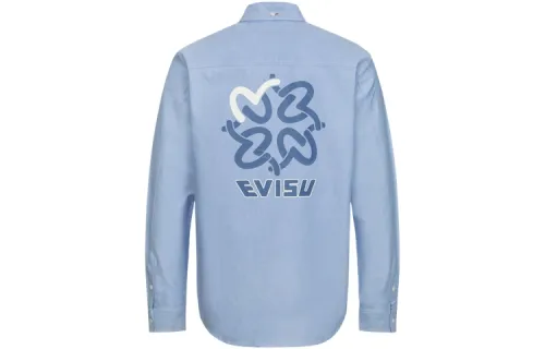 EVISU Shirts Men's Light Blue Lapel Moderate Other