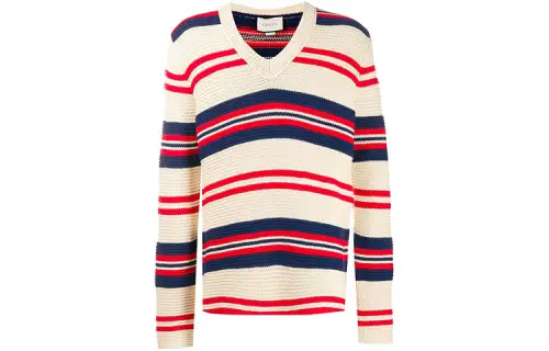 GUCCI Sweaters Men's White V Neck Moderate Base Layer