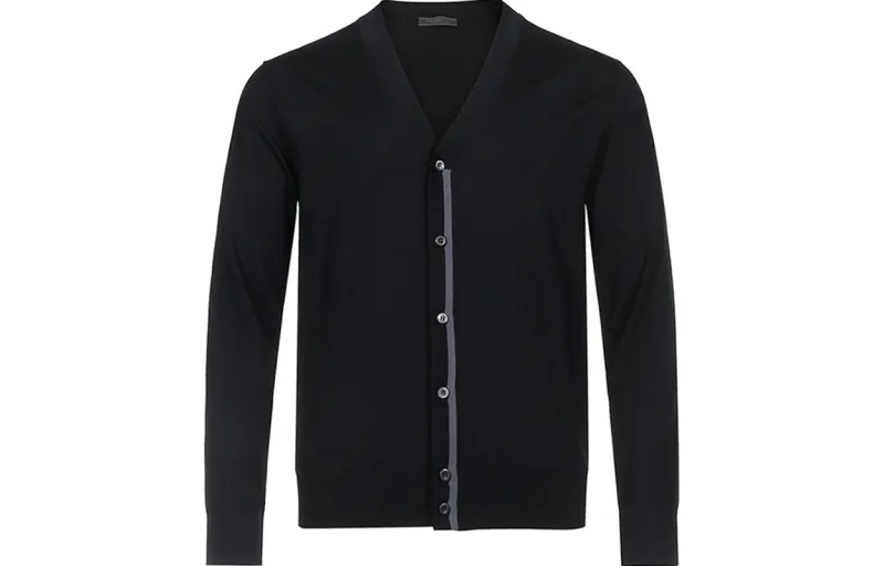PRADA Sweaters Men's Black V Neck Moderate