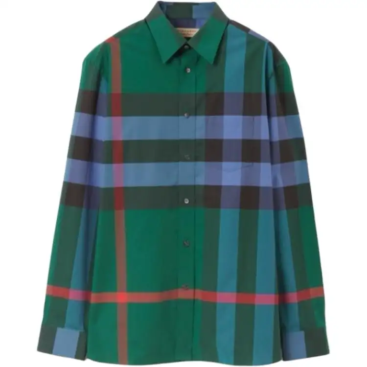 Burberry Shirts Men's Green Pointed Collar Moderate Other