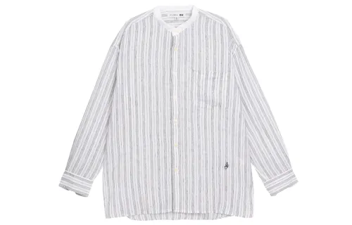 UNIQLO Shirts Unisex Gray White Stand Collar Moderate Other