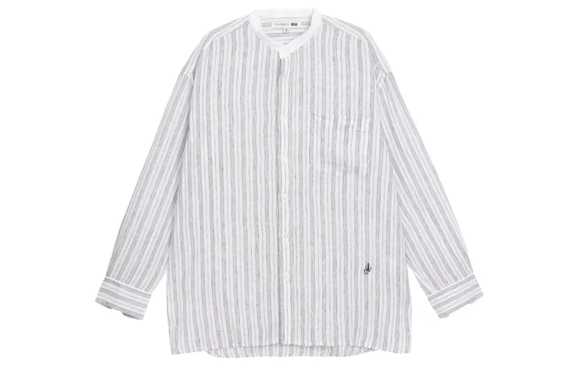UNIQLO Shirts Unisex Gray White Stand Collar Moderate Other