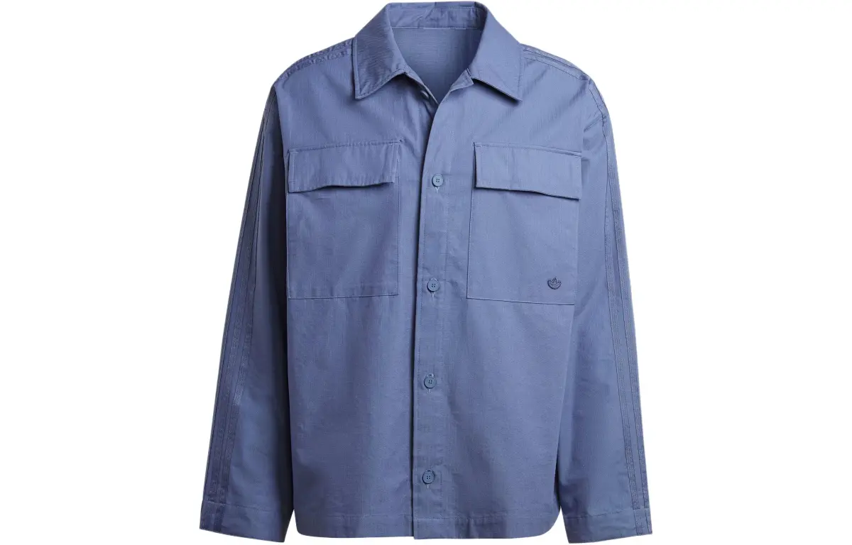 Adidas Originals Essential Premium Essentials+Overshirt Shirt Men's Gray Blue