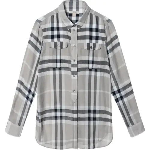 Burberry Shirts Men's Gray Lapel Moderate Other