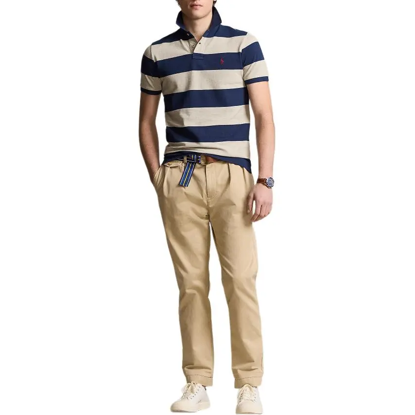 Polo Ralph Lauren Polo Shirt Custom Slim Fit Men's Gray Blue Multicolor