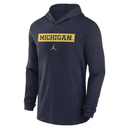Jordan Michigan Wolverines Sideline Men's Jordan Dri FIT College Long Sleeve Hooded Top