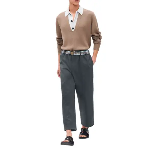 HERMES SS25 Lin Et I'autre Polo Shirt Men's Taupe