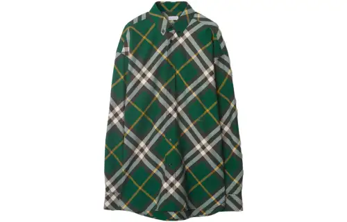 Burberry EKD-embroidered checkered cotton shirt
