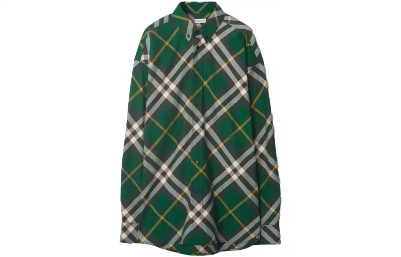 Burberry EKD-embroidered checkered cotton shirt