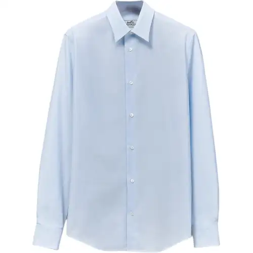 HERMES Shirts Men's Light Blue Pointed Collar Moderate Other