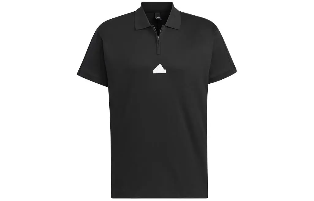 Adidas Polo Shirts Men's Black Polo Collar Moderate Straight Fit