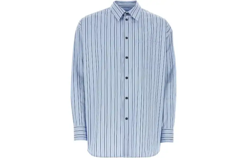 OFF-WHITE logo-embroidered striped shirt