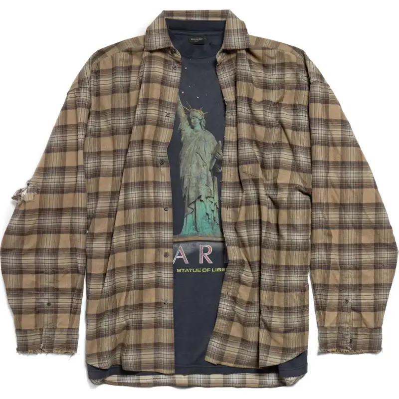 Balenciaga FW24 Paris Liberty Layered Oversized Shirt