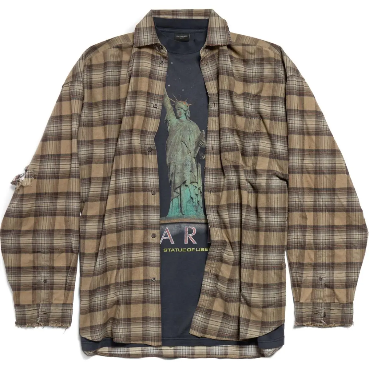 Balenciaga FW24 Paris Liberty Layered Oversized Shirt