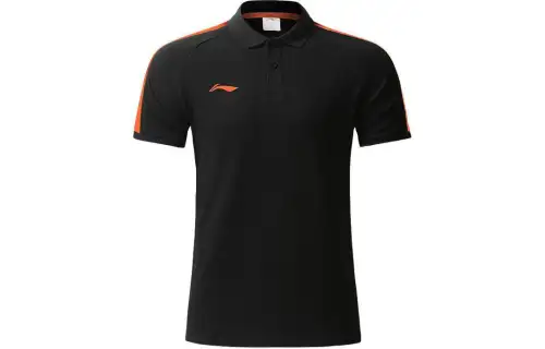 Li Ning Polo Shirt Men's Black Orange