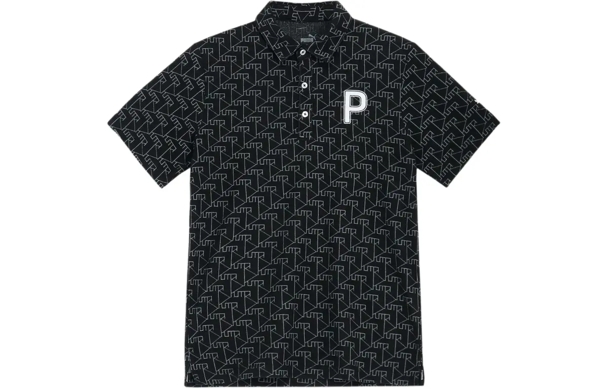 PUMA Polo Shirts Men's Black Polo Collar Moderate Straight Fit