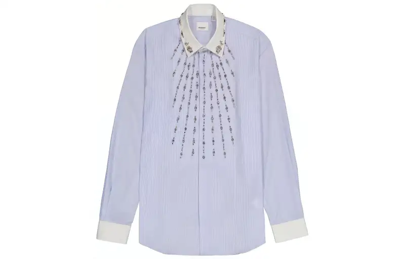 Burberry Shirts Men's Blue Lapel Moderate Other