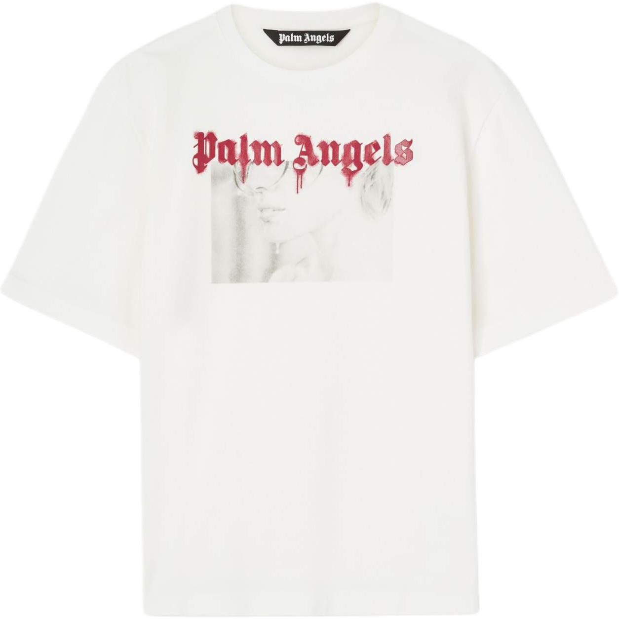 Мужская футболка PALM ANGELS с портретным принтом (белая)