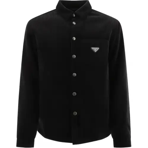 PRADA Long-Sleeved Logo Plaque Shirt