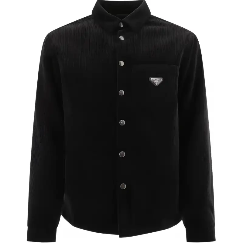PRADA Long-Sleeved Logo Plaque Shirt