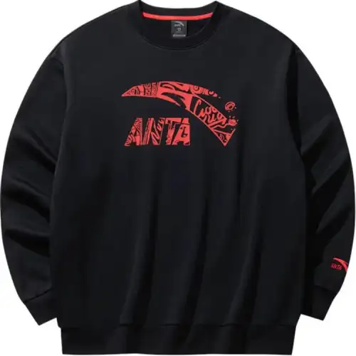 Anta Good Things Will Happen Lifestyle Collection Comfortable Casual Crew Neck Minimalist Style Fleece Lined Loose Fit