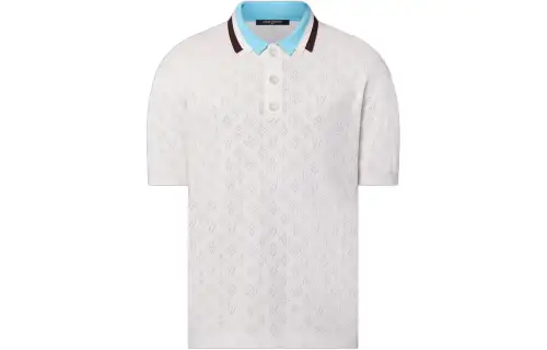 LOUIS VUITTON x Tyler Monogram Pointelle Short Sleeved Cotton Polo Shirt Men's White
