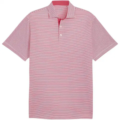 PUMA Isle Pique Golf Polo Shirt Men's Pomegranate Rose White Light