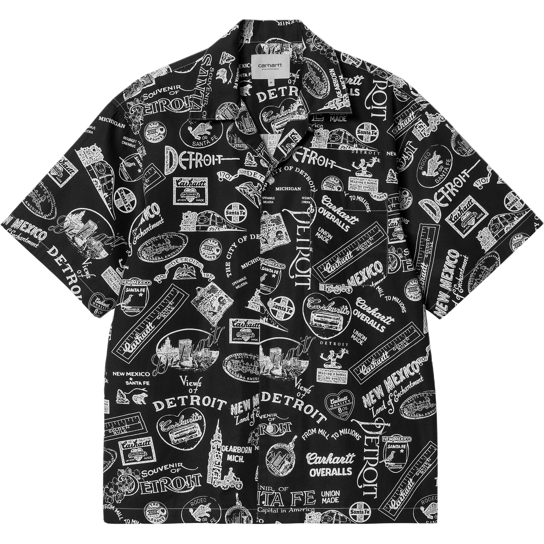 Мужская рубашка Carhartt Carhartt WIP SS25 S/S State Souvenir Shirt (темно-синяя)