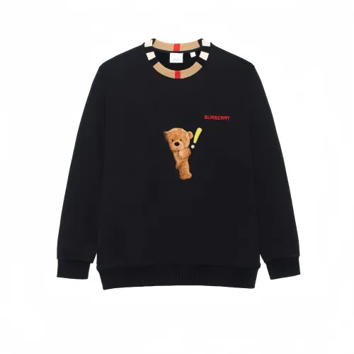 Burberry Multicolor Letter Embroidery Crew Neck Long Sleeved Sweatshirt Unisex Black
