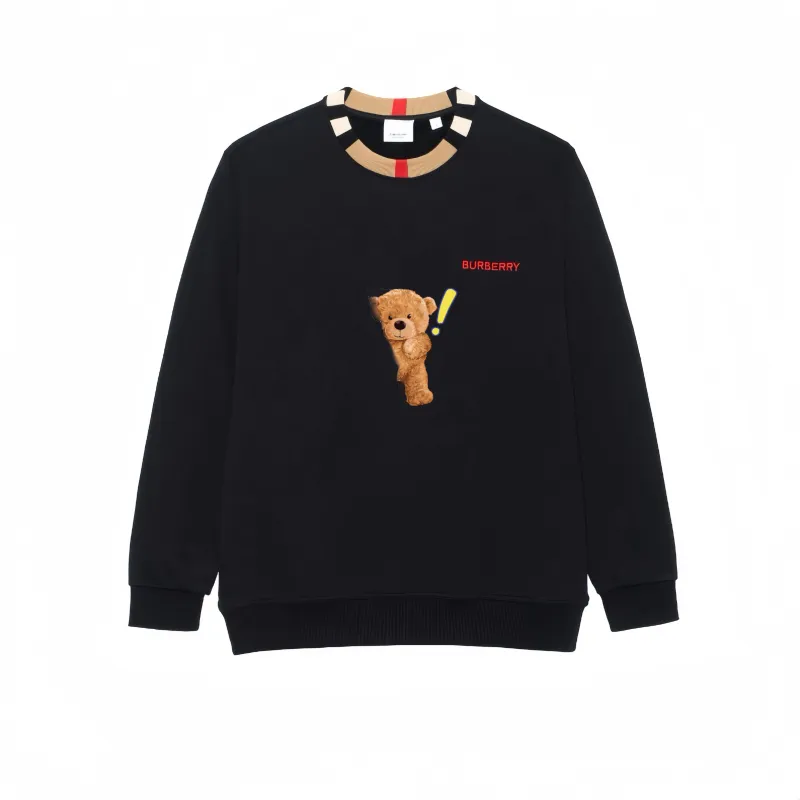 Burberry Multicolor Letter Embroidery Crew Neck Long Sleeved Sweatshirt Unisex Black
