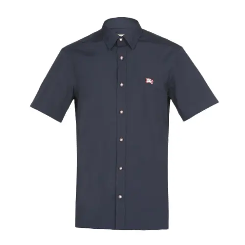 Burberry Shirts Men's Dark Blue Lapel Moderate